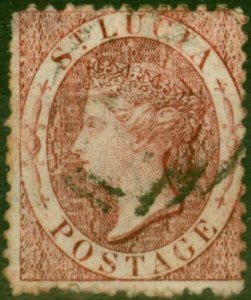 St Lucia 1863 (1d) Lake SG5ax Wmk Reversed Good Used