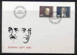Switzerland 1980 Europa Celebrities FDC