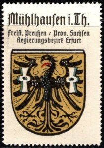 Vintage Germany Poster Stamp Kaffee Hag Mühlhausen Local Coat of Arms