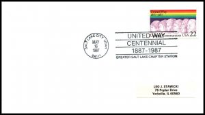 US Centennial United Way 1987 Salt Lake City,UT Cancel Cover