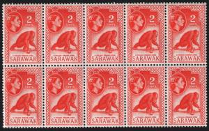 Sarawak  # 216   Mint VF NH block of 10  Cat $ 10