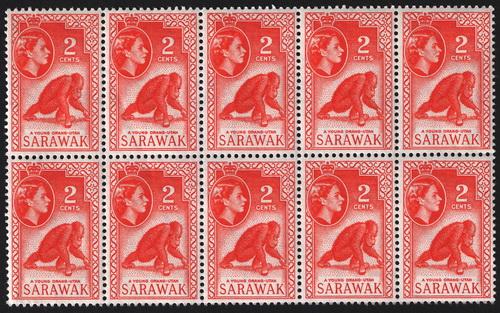 Sarawak  # 216   Mint VF NH block of 10  Cat $ 10