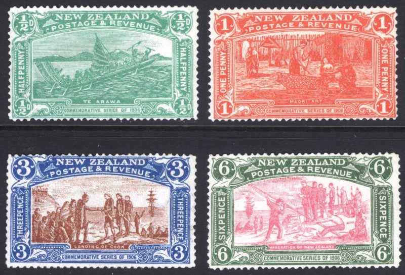 New Zealand 1906 1/2d-6d Exhibition Scott 122-125 SG 370-373 MNH Cat $335+as MH