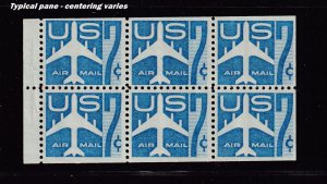 1958 Airmail Sc C51a booklet pane 7c blue jet MNH fresh OG VF Typical pane