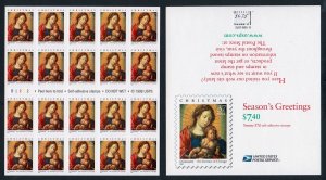 2002 Christmas Madonna Sc 3675a mint booklet of 20, plate number B2222