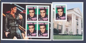 BURKINA FASO - Scott 1061A  - two different MNH S/S - ELVIS  - 1995