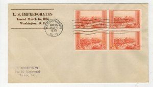 1935 NATIONAL PARKS SERIES SCARCE ROESSLER CACHET 757 BLOCK OF 4 GRAND CANYON