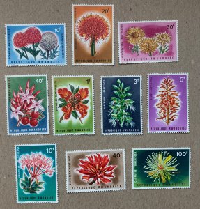 Rwanda 1966 Flowers, MNH. Scott 151-160, CV $14.30