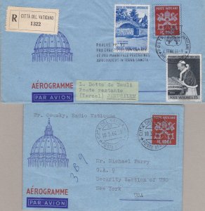 1958 Vatican, A 7 2 aerograms for the United States / Israel