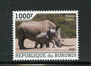 BURUNDI 2021 RHINOCEROS STAMP  MINT NEVER HINGED