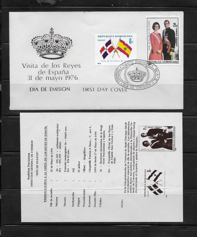 DOMINICAN REPUBLIC STAMPS,COVER REYES DE ESPANA 1976 #F32