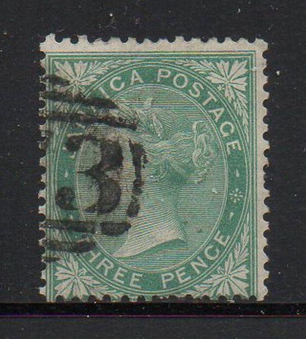 Jamaica Sc 9 1870 3d  green Victoria stamp used