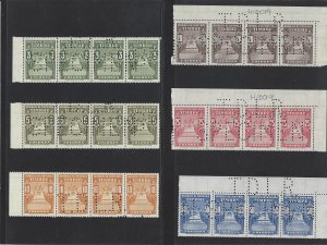 COSTA RICA TIMBRE REVENUE PERFIN SPECIMEN STRIP of 4 MNH