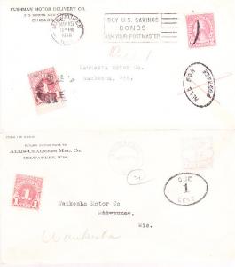 US - Two Covers - Postage Due - Oval Hand Stamp