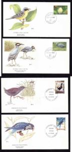 Flora & Fauna of the World #187-Birds-Warbler-Crake-Lorikeet-four different FDCs