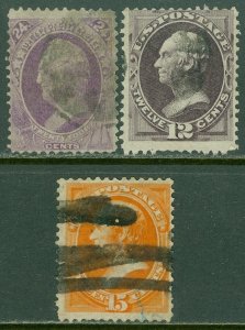 EDW1949SELL : USA 1870 Scott #151-53 Used. Minor faults. Good color. Cat $640.00