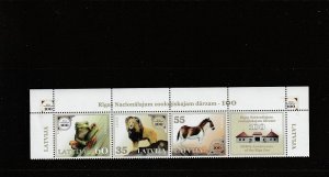 Latvia  Scott#  805  MNH  Strip of 3 plus Label  (2012 Riga Zoo Cent.)