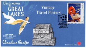 CA22-013, 2022, Vintage Travel Posters, First Day of Issue, Pictorial Postmark,