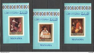 Imperf 1968 Manama Art Paintings Velazquez Bl66-68 Michel 20 В‚¬ ** Nw0212