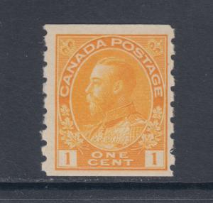 Canada Sc 126b MNH. 1923 1c orange yellow KGV Admiral coil, die 1, dry print