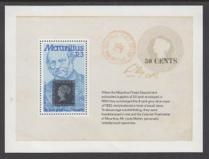 Mauritius 487 Rowland Hill Souvenir Sheet MNH VF