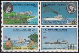 Marshall Islands 1987 MNH Sc C20a Block of 4 44c Earhart Flight Anniversary -...