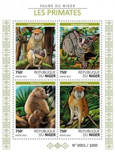 NIGER - 2015 - Primates - Perf 4v Sheet - Mint Never Hinged