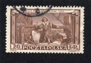 Poland 1953 20g brown Copernicus, Scott 578 used, value = 25c