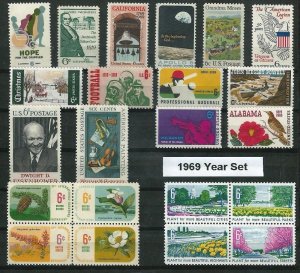 PCBstamps  1969 Commemoratives Year Set, (1365-1386) 22 var., MNH, (2)