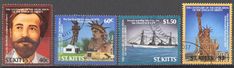 St. Kitts Sc# 193-196 SG# 215-218 Used 1986 Statue of Liberty