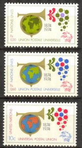 United Nations Geneva New York 1974 Post Horn Encircling Globe UPU MNH