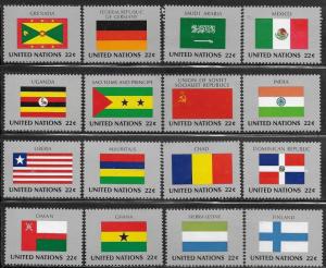 United Nations 1985 New York Flags of the Member Nations SC# 450-465 MNH