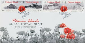 Pitcairn Islands 2010 FDC Military Stamps Anzac Day WW1 WWI WW2 WWII 4v Set 