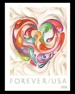 US 5036a Quilled Paper Heart imperf NDC single MNH 2016