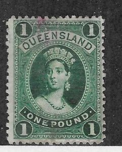 Queensland #83  6p  Queen Victoria  (U) Revenue cancel