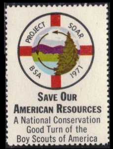 BOY SCOUTS OF AMERICA 1971 PROJECT SOAR, MNH POSTER STAMP, CINDERELLA