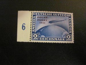 GERMANY 1931 MNH OG SC C41 POLAR ZEPPELIN SINGLE XF W/# 1300 EUROS (112) PERFECT