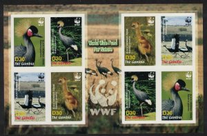 Gambia Birds WWF Black Crowned Crane Imperf MS 2006 MNH SC#3014 a-d