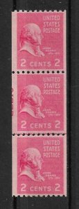 1939 Sc850 Joint line strip of 3 with partial pl# MNH