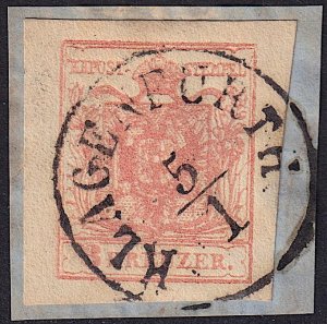 Austria - 1854 - Scott #3e - used on piece - KLAGENFURTH pmk