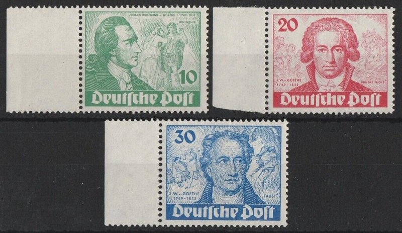 GERMANY - WEST BERLIN 1949 Goethe set 10pf-30pf. MNH **. SG B61-63 cat £400.