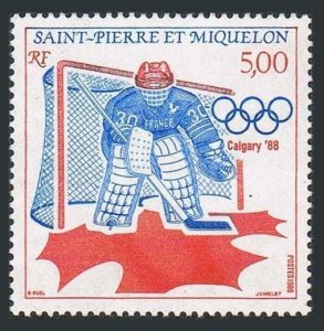 St Pierre & Miquelon 508,MNH.Michel 557. Olympics Calgary-1988.Hockey.