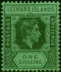 Leeward Islands 1942 1s Grey & Black-Emerald SG110ba Fine VLMM