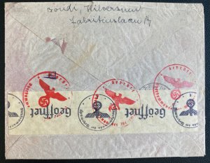 1941 Hilversum Netherlands Trans Atlantic Airmail Cover To New York Usa