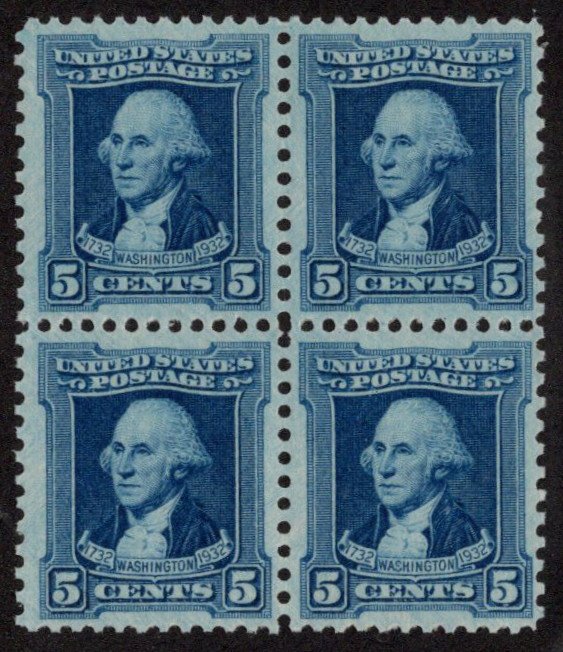 USA SC #710 MNH B4 1932 5c Washington CV $9.00