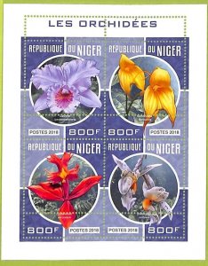 B0713 - NIGER - MISPERF ERROR Stamp Sheet - 2018 - Flowers, Orchids-