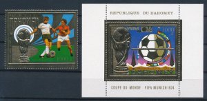 [118209] Benin Dahomey 1974 World Cup Football Soccer Gold stamp with Sheet MNH