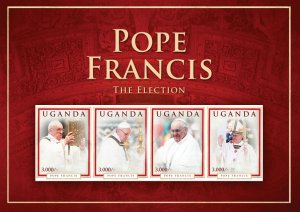 Uganda 2013 - Pope Francis - Sheet of 4 IMPERF Stamps - MNH