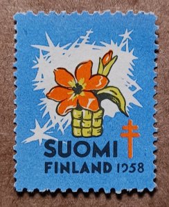 Finland #WX?? Poinsettia Basket Christmas Seal MNG (1958)