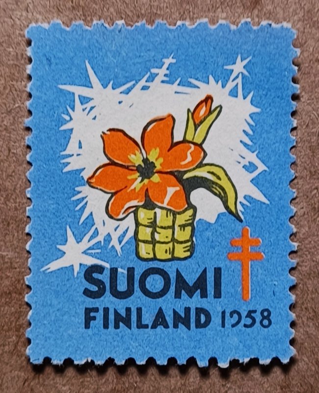 Finland #WX?? Poinsettia Basket Christmas Seal MNG (1958)